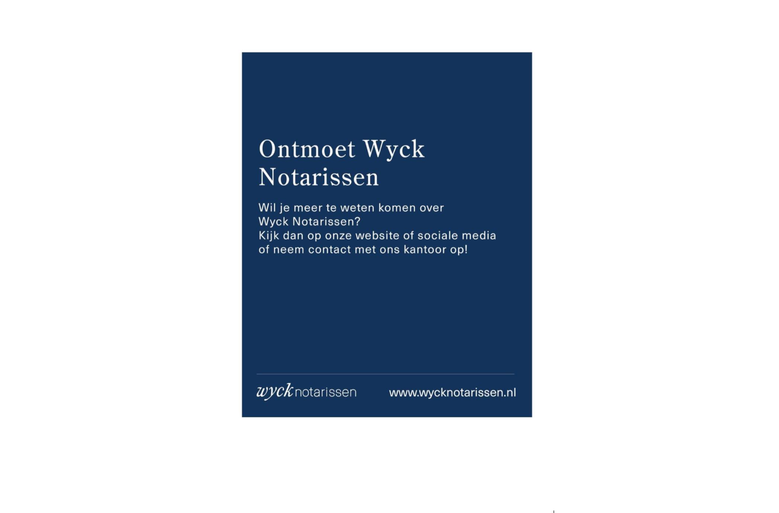 SPONSOR VAN DE MAAND | Wyck Notarissen